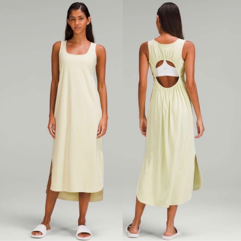 lululemon athletica Light Yellow Cutout Midi Dress